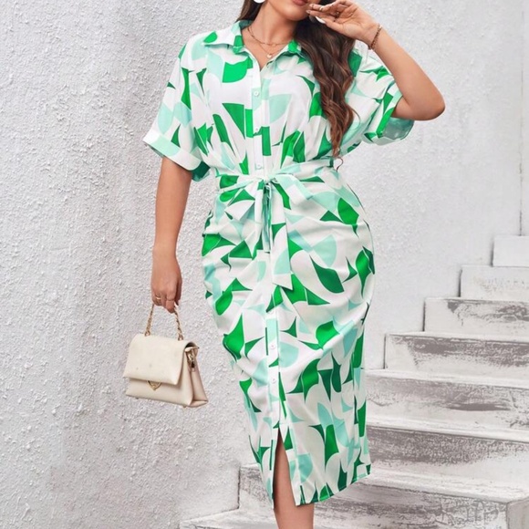 NWT Women's Belted Shirt Dress - Picture 1 of 7